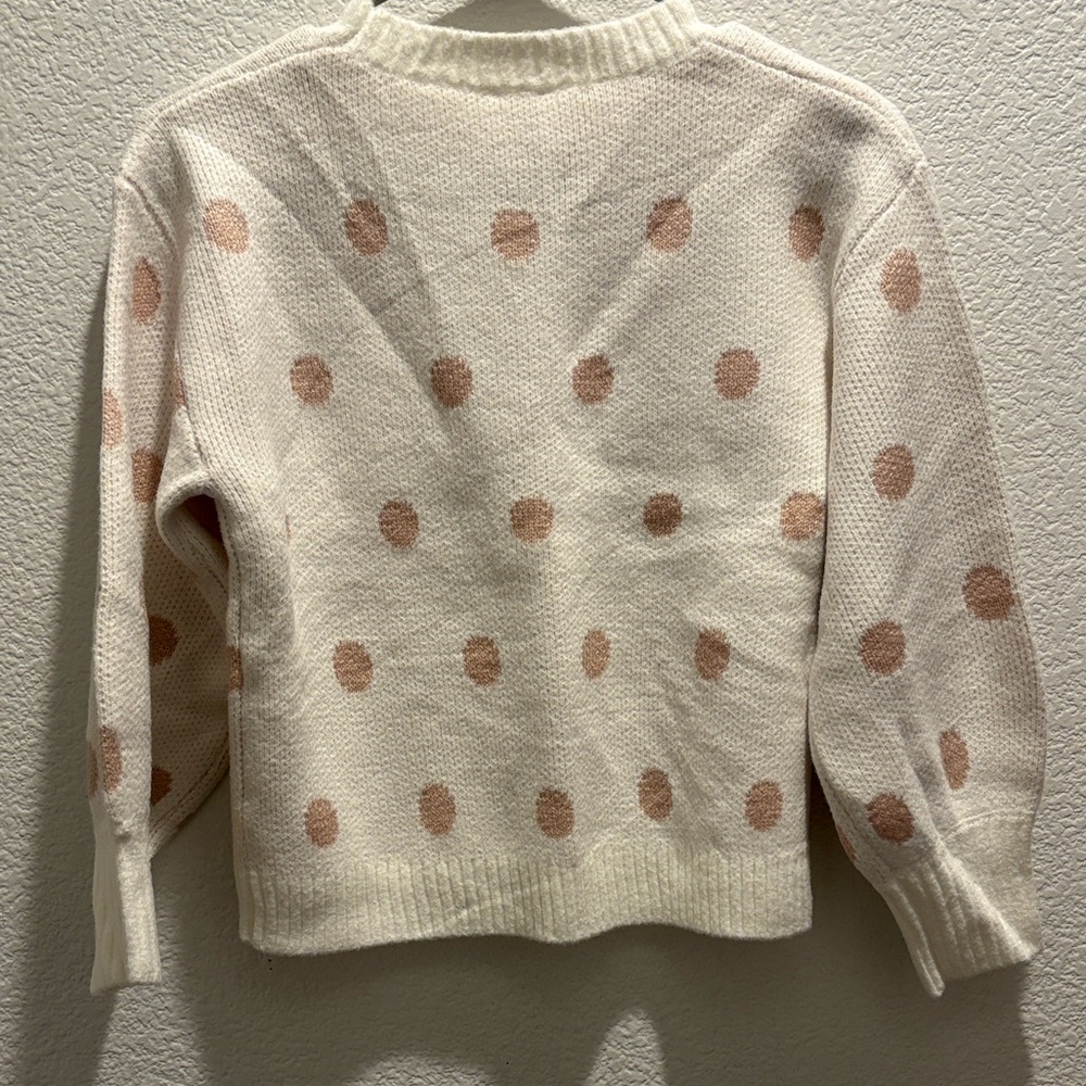 Girls Polka Dot Sweater In Ivory - Picture 9 of 12